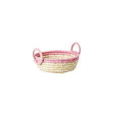 Mini Round Raffia Basket Embroidered Butterflies Rice DK